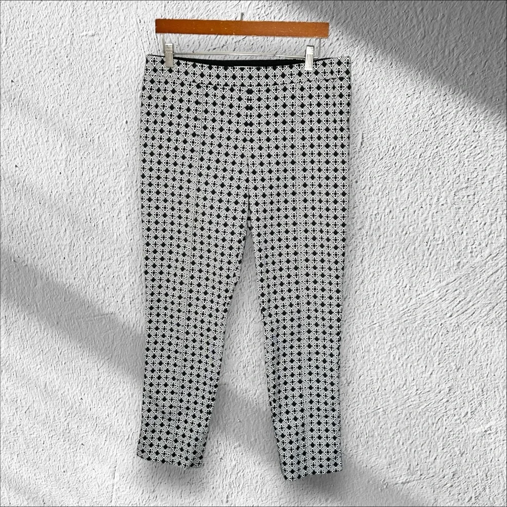Tory Burch Heidi Jacquard Crop Pants Side Zip Workwear Office Business Size 10 - Picture 1 of 12
